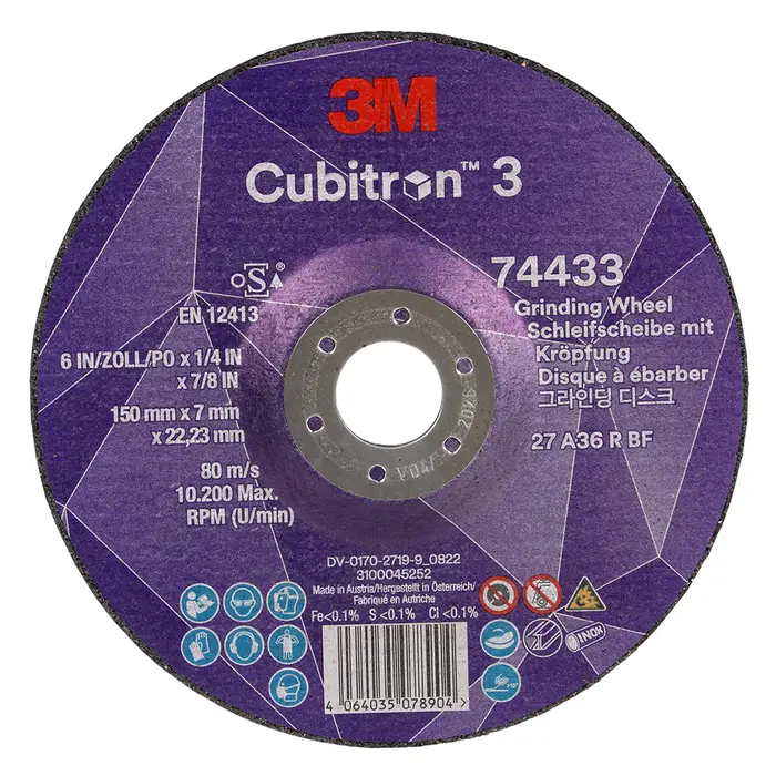 3M Cubitron 3 Schruppscheibe, 74433, 36+, T27, 150 mm x 7 mm x 22,23 mm, speziell zum Ausfugen, EN, 10/Pack, 20 Stück/VE