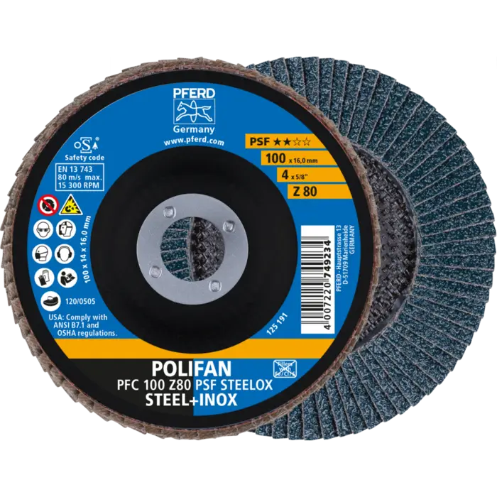 PFERD POLIFAN-Fächerscheiben PFC 100 Z 80 PSF STEELOX/16,0