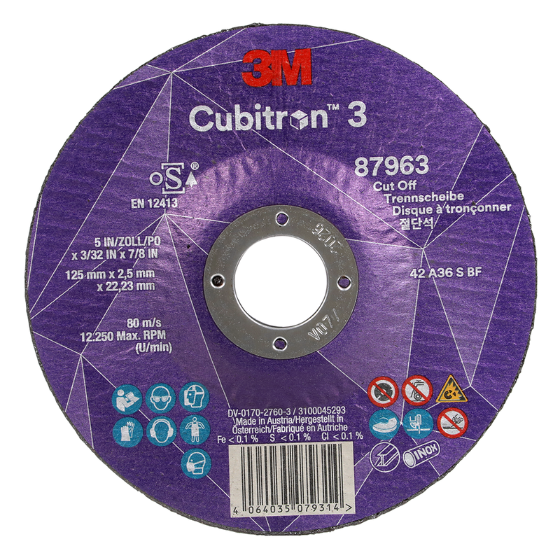 3M Cubitron 3 Trennscheibe, 87963, 36+, T42, 125 mm x 2,5 mm x 22,23 mm, EN, 25/Pack, 50 Stück/VE