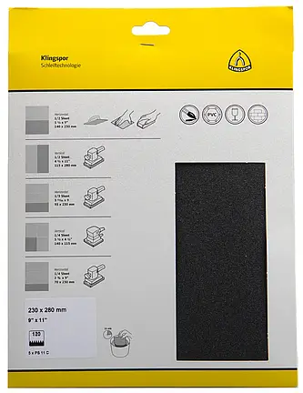 Klingspor - PS 11 C S.a.U. Bogen wasserfest, 230 x 280 mm Korn 180, SB-verpackt im Reiter
