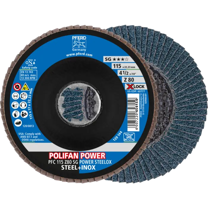 PFERD POLIFAN-Fächerscheiben PFC 115 Z 80 SG POWER STEELOX/X-LOCK
