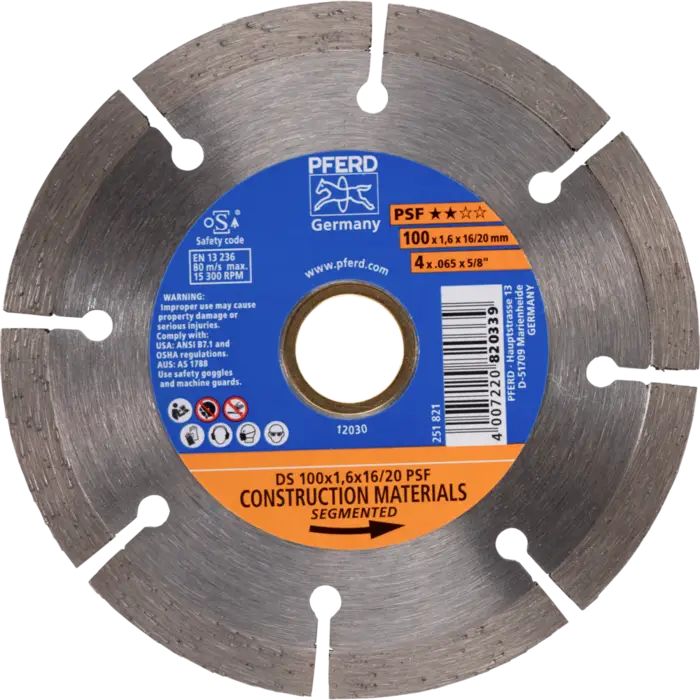 PFERD Diamantwerkzeuge für die Bauindustrie DS 100 x 1,6 x 16/20 PSF
