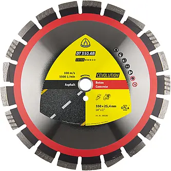 Klingspor - DT 350 AB Diamanttrennscheibe, 450 x 3,7 x 25,4 mm 28 Segmente 40 x 3,7 x 12 mm, Weitverzahnt