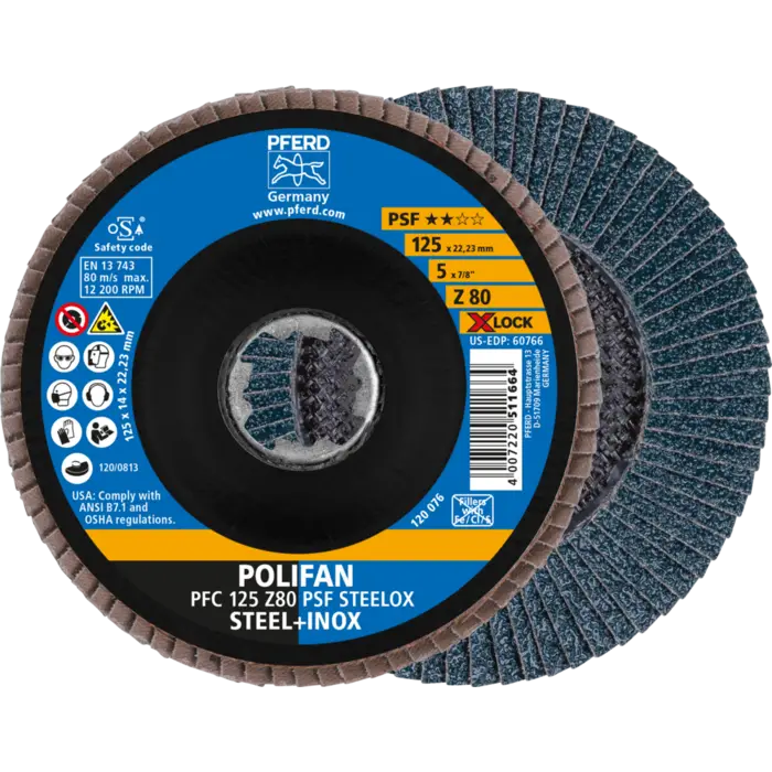 PFERD POLIFAN-Fächerscheiben PFC 125 Z 80 PSF STEELOX/X-LOCK