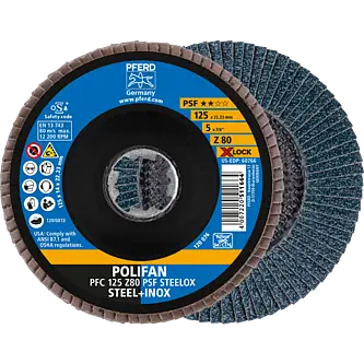 PFERD POLIFAN-Fächerscheiben PFC 125 Z 80 PSF STEELOX/X-LOCK