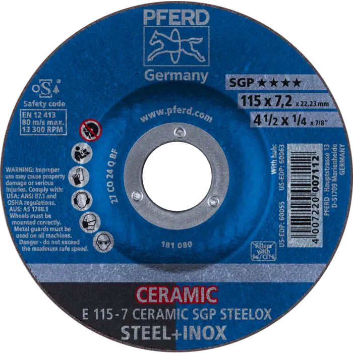 PFERD Schruppscheiben E 115-7 CERAMIC SGP STEELOX