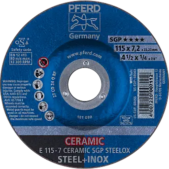 PFERD Schruppscheiben E 115-7 CERAMIC SGP STEELOX