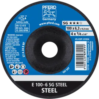 PFERD Schruppscheiben E 100-6 SG STEEL/16,0