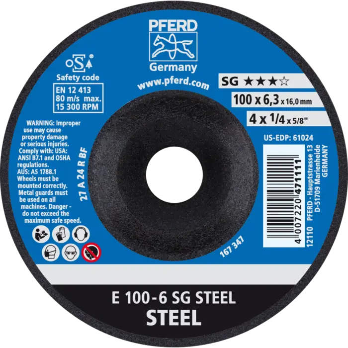 PFERD Schruppscheiben E 100-6 SG STEEL/16,0