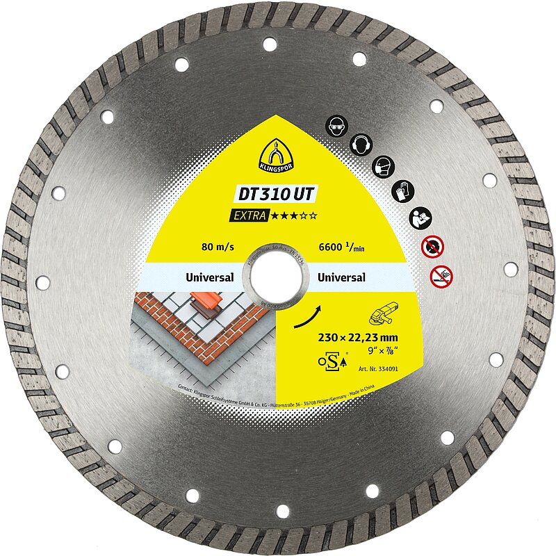 Klingspor - DT 310 UT Diamanttrennscheibe, 100 x 2 x 22,23 mm 2 x 10 mm, geschlossener Rand Turbo Reduzierring 16