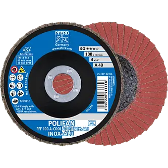PFERD POLIFAN-Fächerscheiben PFF 100 A-COOL 40 SG INOX+ALU/16,0