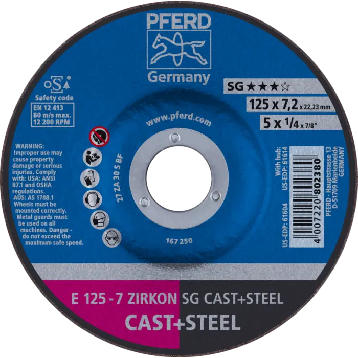PFERD Schruppscheiben E 125-7 ZIRKON SG CAST+STEEL