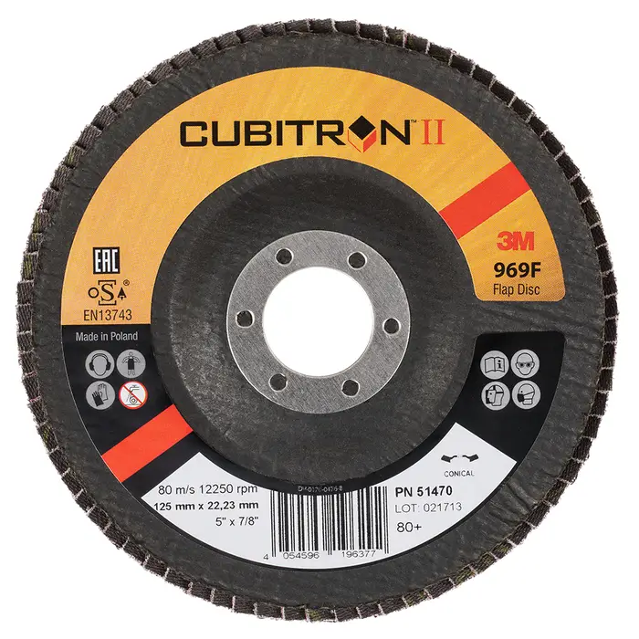 3M Cubitron II Fächerscheibe 969F, 125 mm x 22 mm, 80+, konisch