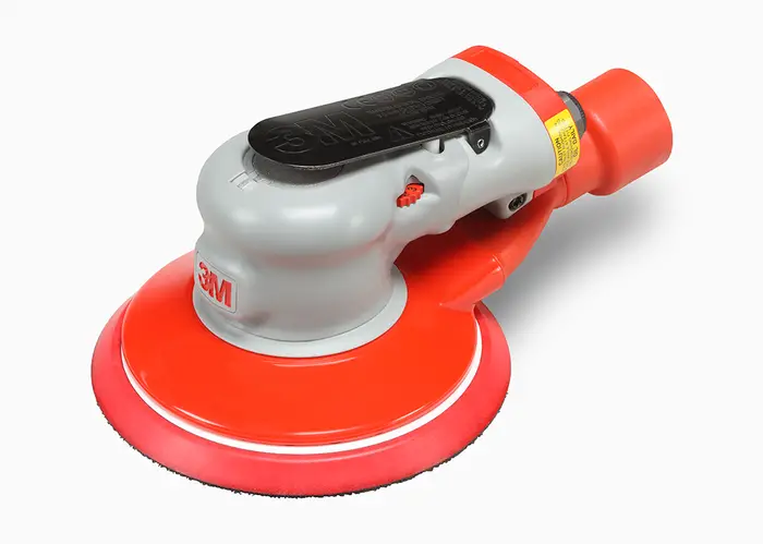 3M Einhand-Druckluft-Exzenterschleifer Serie Elite, 75 mm, integrierte Absaugung, 2,5 mm Schleifhub, 1/4"-Gewinde