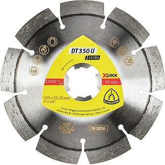 Klingspor - DT 350 U Diamanttrennscheibe X-LOCK, 125 x 2,4 x 22,23 mm 9 Segmente 33 x 2,4 x 10 mm, Standardverzahnung