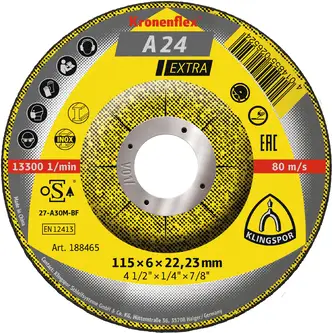 Klingspor - A 24 Extra Schruppscheibe, 115 x 6 x 22,23 mm gekröpft