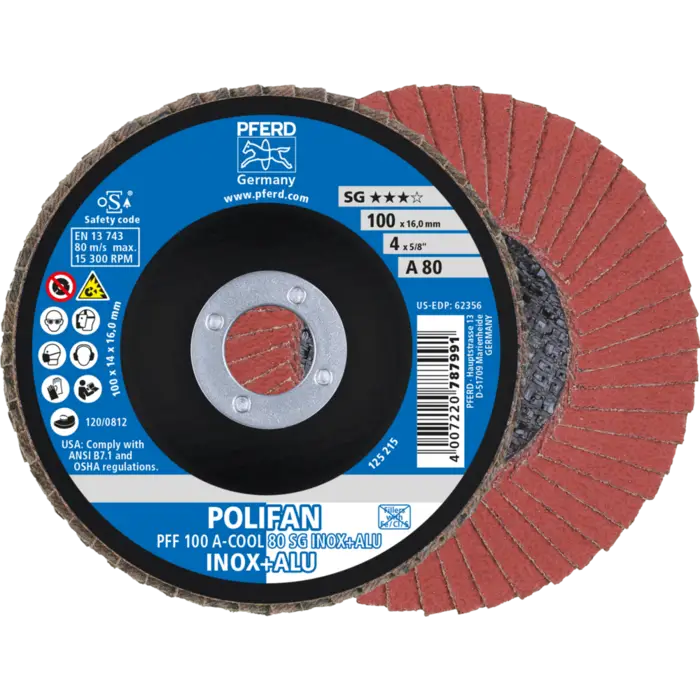 PFERD POLIFAN-Fächerscheiben PFF 100 A-COOL 80 SG INOX+ALU/16,0