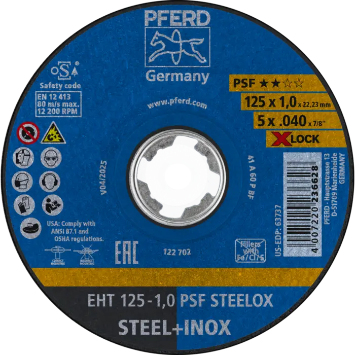 PFERD Trennscheiben EHT 125-1,0 PSF STEELOX/X-LOCK (10)