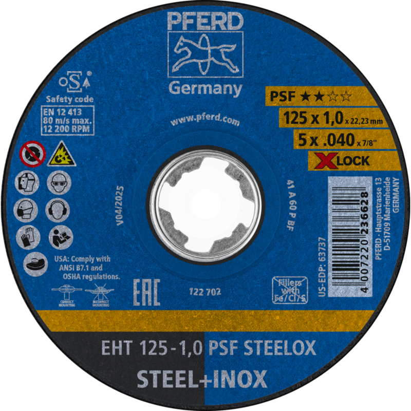 PFERD Trennscheiben EHT 125-1,0 PSF STEELOX/X-LOCK (10)