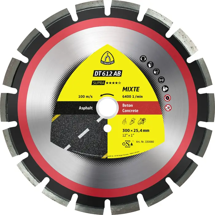 Klingspor - DT 612 AB Diamanttrennscheibe, 400 x 3,6 x 20 mm 24 Segmente 40 x 3,6 x 10 mm, Weitverzahnt