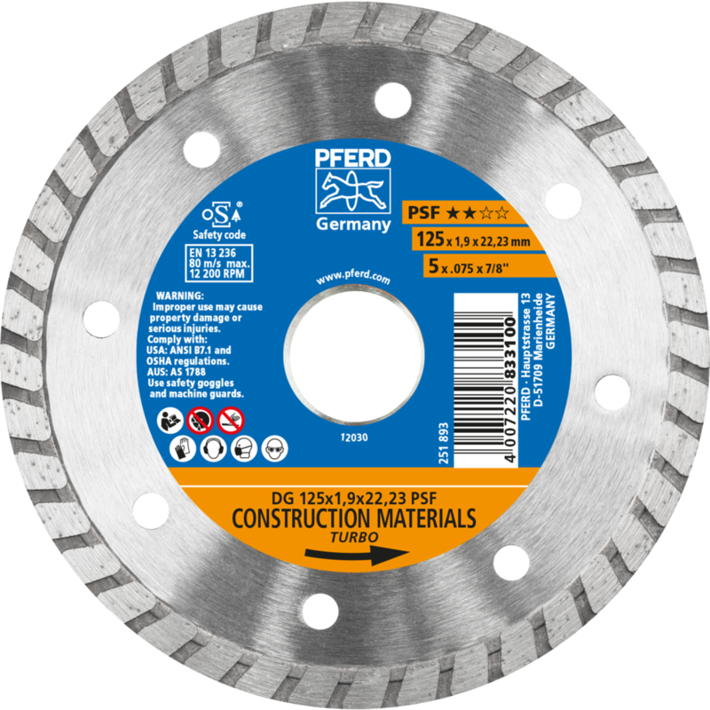 PFERD Diamantwerkzeuge für die Bauindustrie DG 125 x 1,9 x 22,23 PSF