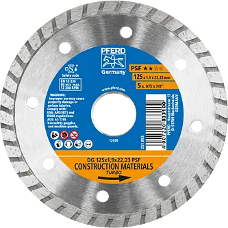 PFERD Diamantwerkzeuge für die Bauindustrie DG 125 x 1,9 x 22,23 PSF