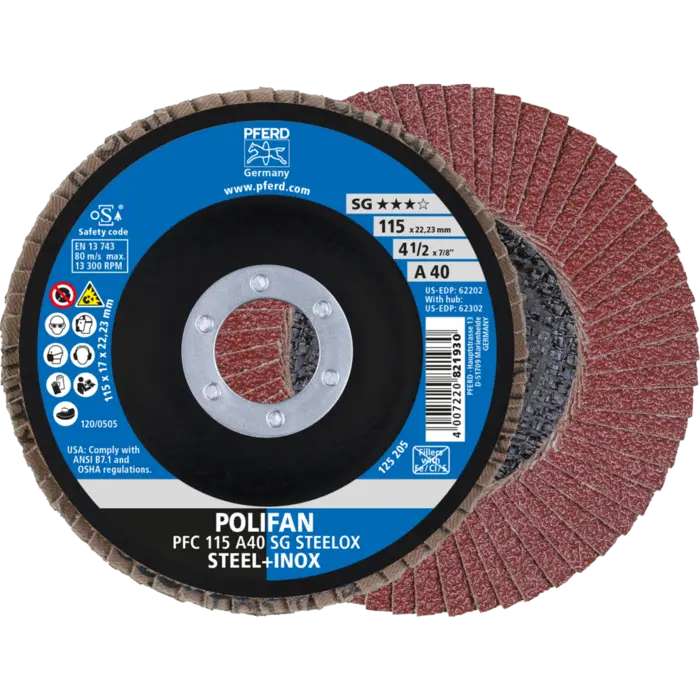 PFERD POLIFAN-Fächerscheiben PFC 115 A 40 PSF STEELOX