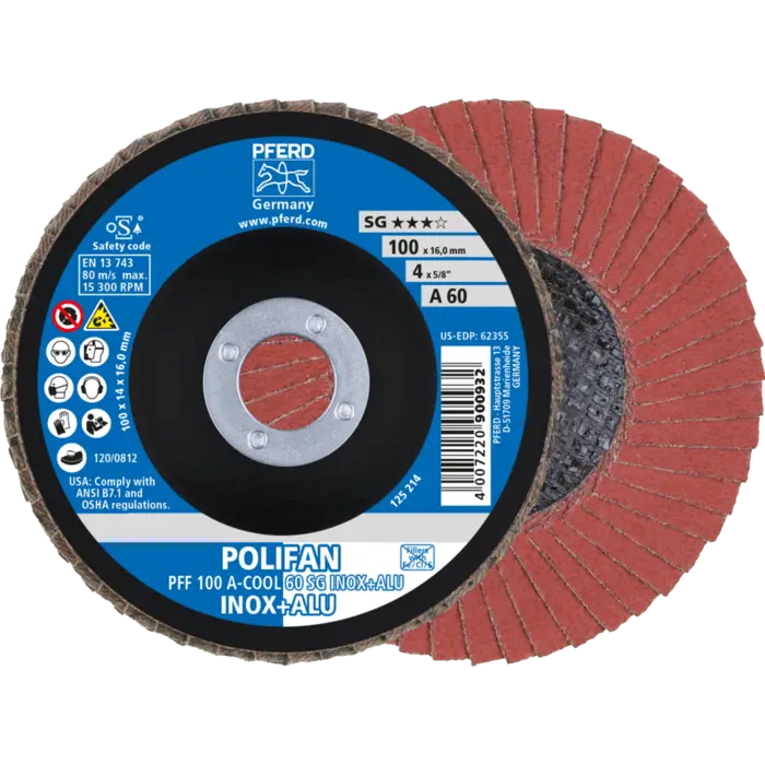 PFERD POLIFAN-Fächerscheiben PFF 100 A-COOL 60 SG INOX+ALU/16,0