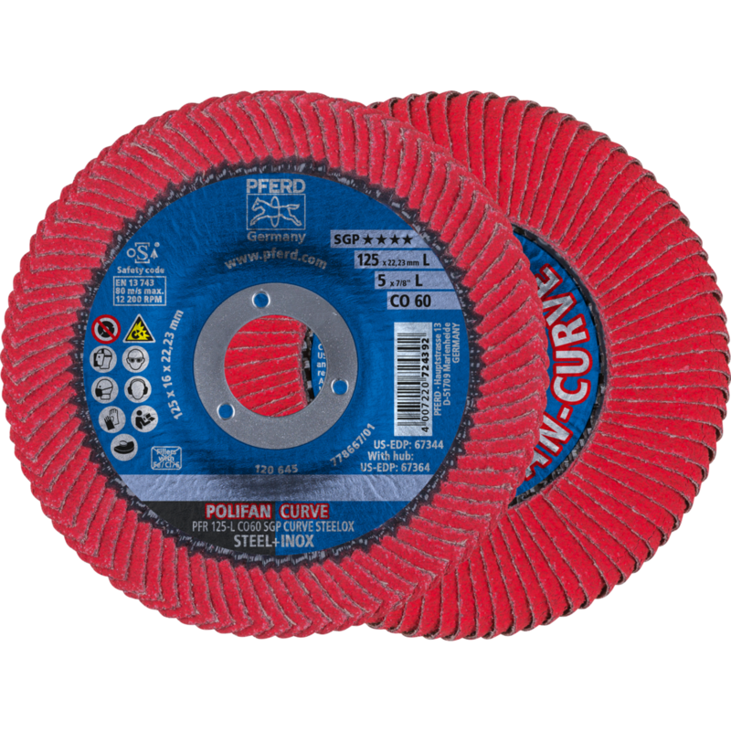 PFERD POLIFAN-Fächerscheiben PFR 125-L Z40 SGP CURVE STEELOX (2)