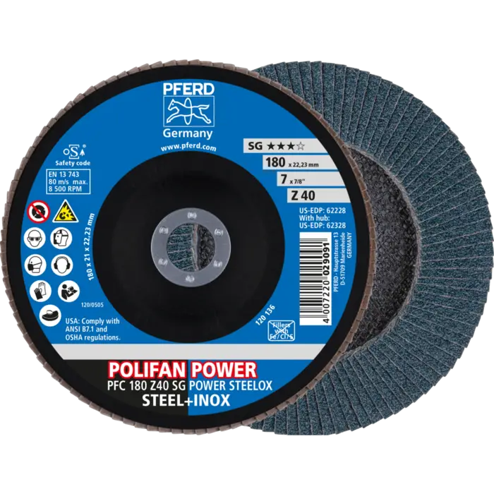 PFERD POLIFAN-Fächerscheiben PFC 180 Z 40 SG POWER STEELOX