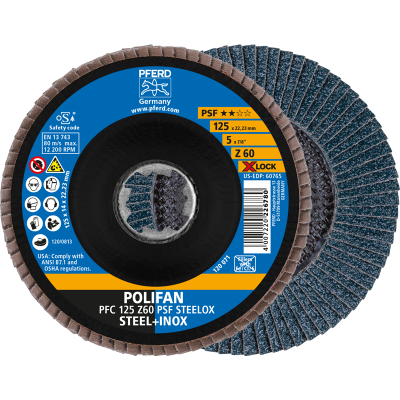 PFERD POLIFAN-Fächerscheiben PFC 125 Z 60 PSF STEELOX/X-LOCK