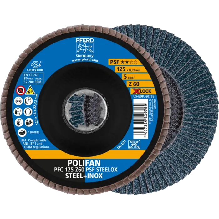 PFERD POLIFAN-Fächerscheiben PFC 125 Z 60 PSF STEELOX/X-LOCK