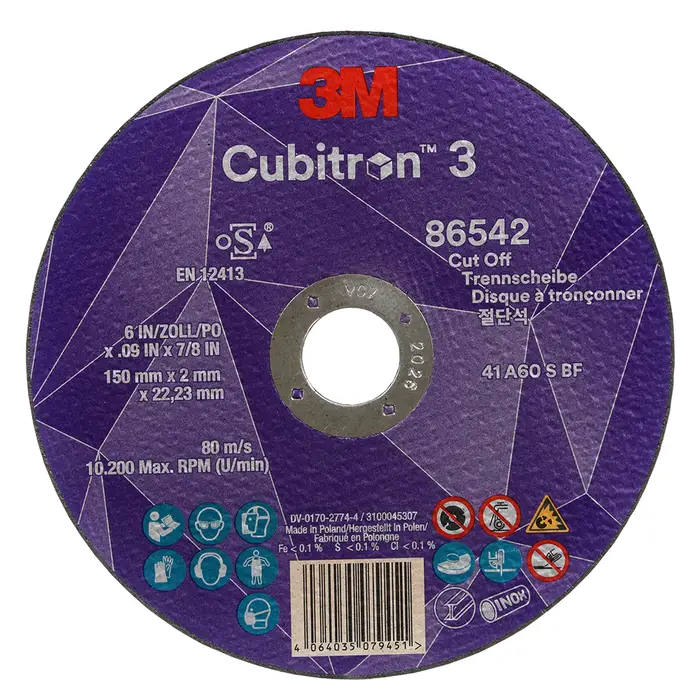 3M Cubitron 3 Trennscheibe, 86542, 60+, T41, 150 mm x 2 mm x 22,23 mm, EN, 25/Pack, 50 Stück/VE