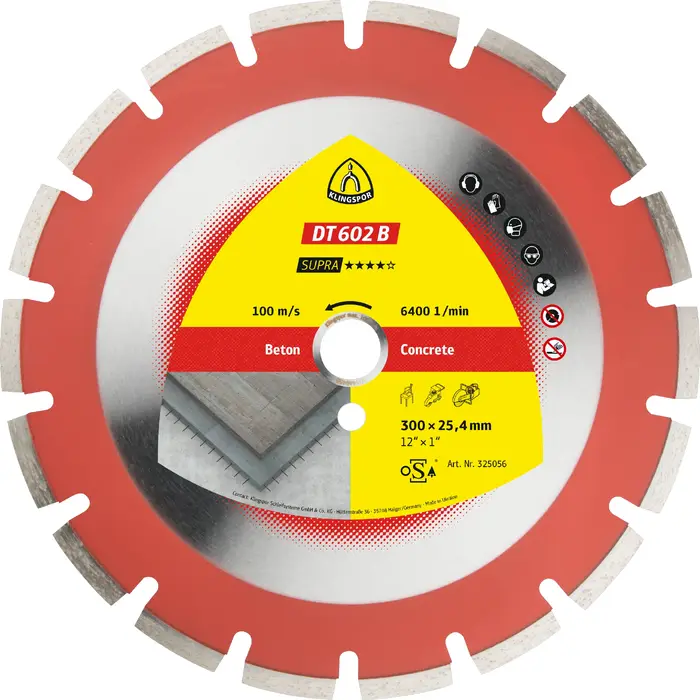 Klingspor - DT 602 B Diamanttrennscheibe, 500 x 3,7 x 25,4 mm 30 Segmente 40 x 3,7 x 9 mm, Weitverzahnt