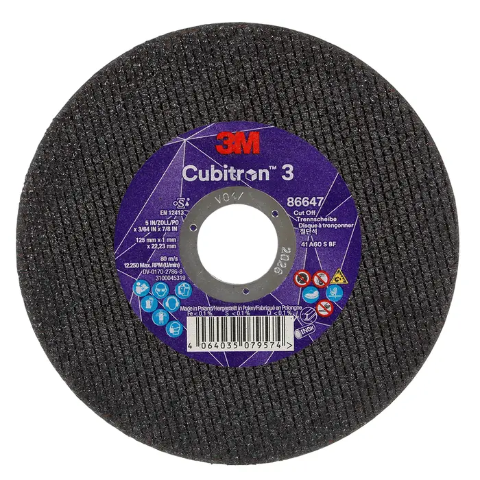 3M Cubitron 3 Trennscheibe, 86647, 60+, T41, 125 mm x 1 mm x 22,23 mm, EN, 25/Pack, 50 Stück/VE