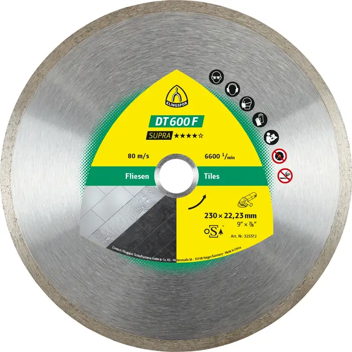 Klingspor - DT 600 F Diamanttrennscheibe, 180 x 1,6 x 22,23 mm 1,6 x 7 mm, geschlossener Rand