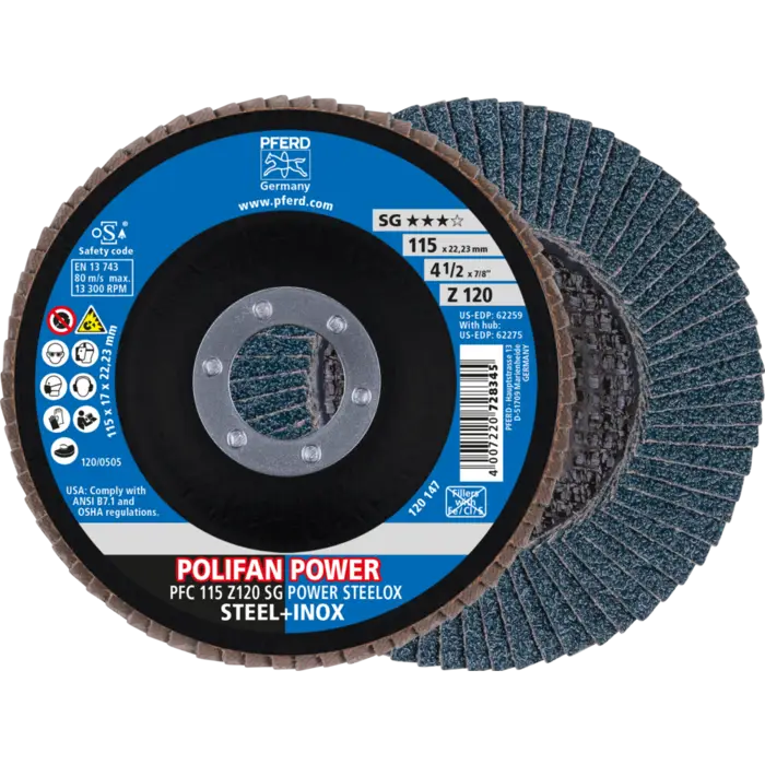 PFERD POLIFAN-Fächerscheiben PFC 115 Z 120 SG POWER STEELOX
