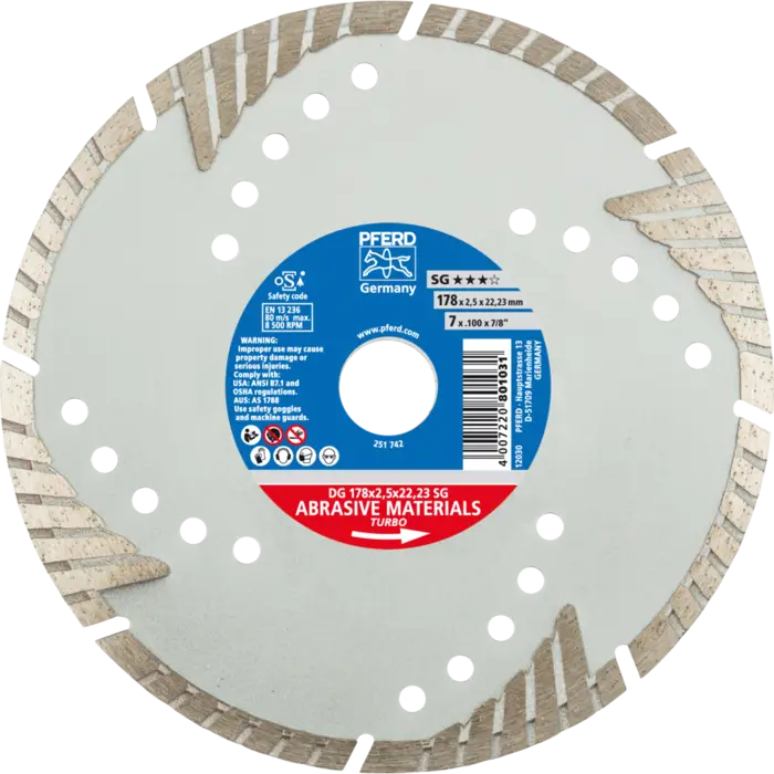 PFERD Diamantwerkzeuge für die Bauindustrie DG 178 x 2,5 x 22,23 SG