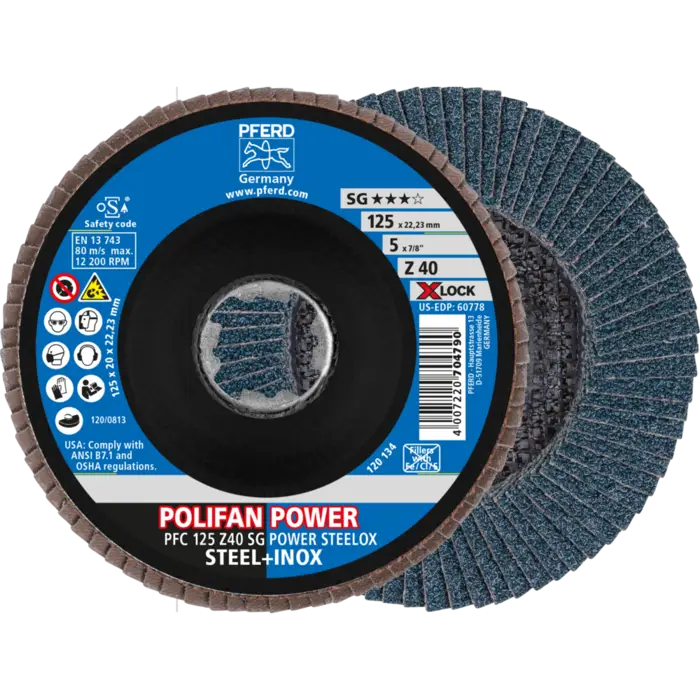 PFERD POLIFAN-Fächerscheiben PFC 125 Z 40 SG POWER STEELOX/X-LOCK