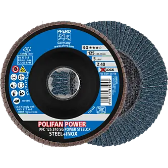 PFERD POLIFAN-Fächerscheiben PFC 125 Z 40 SG POWER STEELOX/X-LOCK