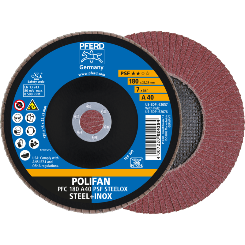 PFERD POLIFAN-Fächerscheiben PFC 180 A 40 PSF STEELOX