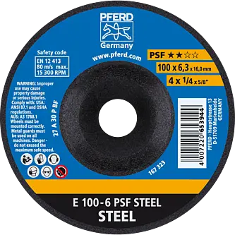 PFERD Schruppscheiben E 100-6 PSF STEEL/16,0