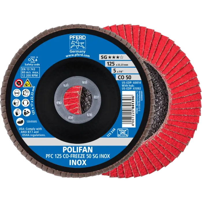 PFERD POLIFAN-Fächerscheiben PFC 125 CO-FREEZE 50 SG INOX