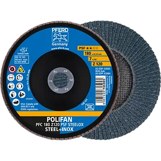 PFERD POLIFAN-Fächerscheiben PFC 180 Z 120 PSF STEELOX