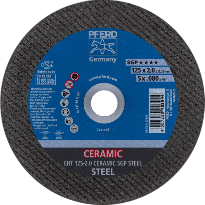 PFERD Trennscheiben EHT 125-2,0 CERAMIC SGP STEEL