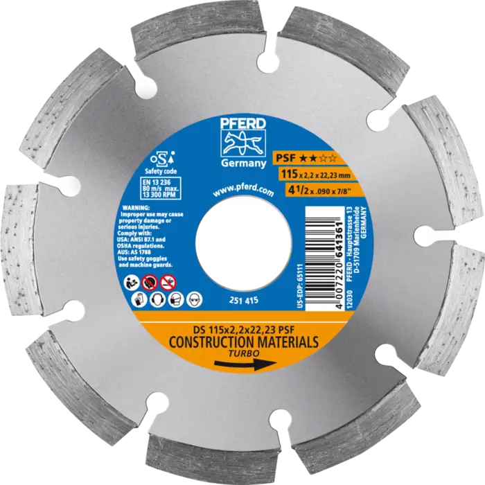 PFERD Diamantwerkzeuge für die Bauindustrie DS 115 x 2,2 x 22,23 PSF