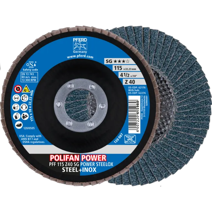 PFERD POLIFAN-Fächerscheiben PFF 115 Z 40 SG POWER STEELOX