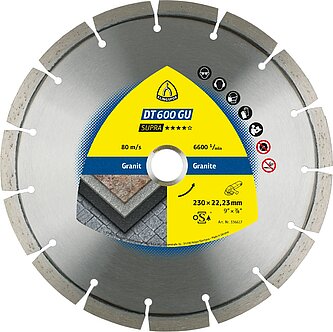 Klingspor - DT 600 GU Diamanttrennscheibe, 230 x 2,6 x 22,23 mm 15 Segmente 42 x 2,6 x 10 mm, Standardverzahnung