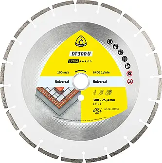 Klingspor - DT 300 U Diamanttrennscheibe, 350 x 2,8 x 25,4 mm 20 Segmente 50,1 x 2,8 x 7 mm, Standardverzahnung