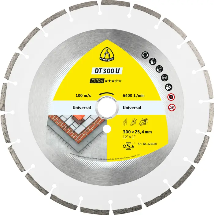 Klingspor - DT 300 U Diamanttrennscheibe, 300 x 2,8 x 30 mm 17 Segmente 50,1 x 2,8 x 7 mm, Standardverzahnung